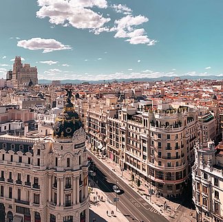 Gran Via in Madrid von oben